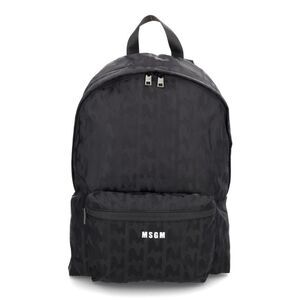 MSGM Monogram Pattern Backpack Men BLACK Backpacks